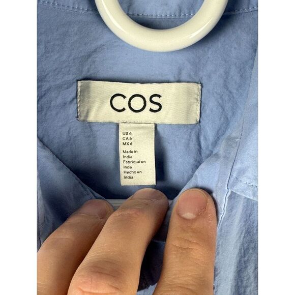 COS Shirt Women's Size 6 Blue Button Up Long Sleeve Cotton - Picture 5 of 9